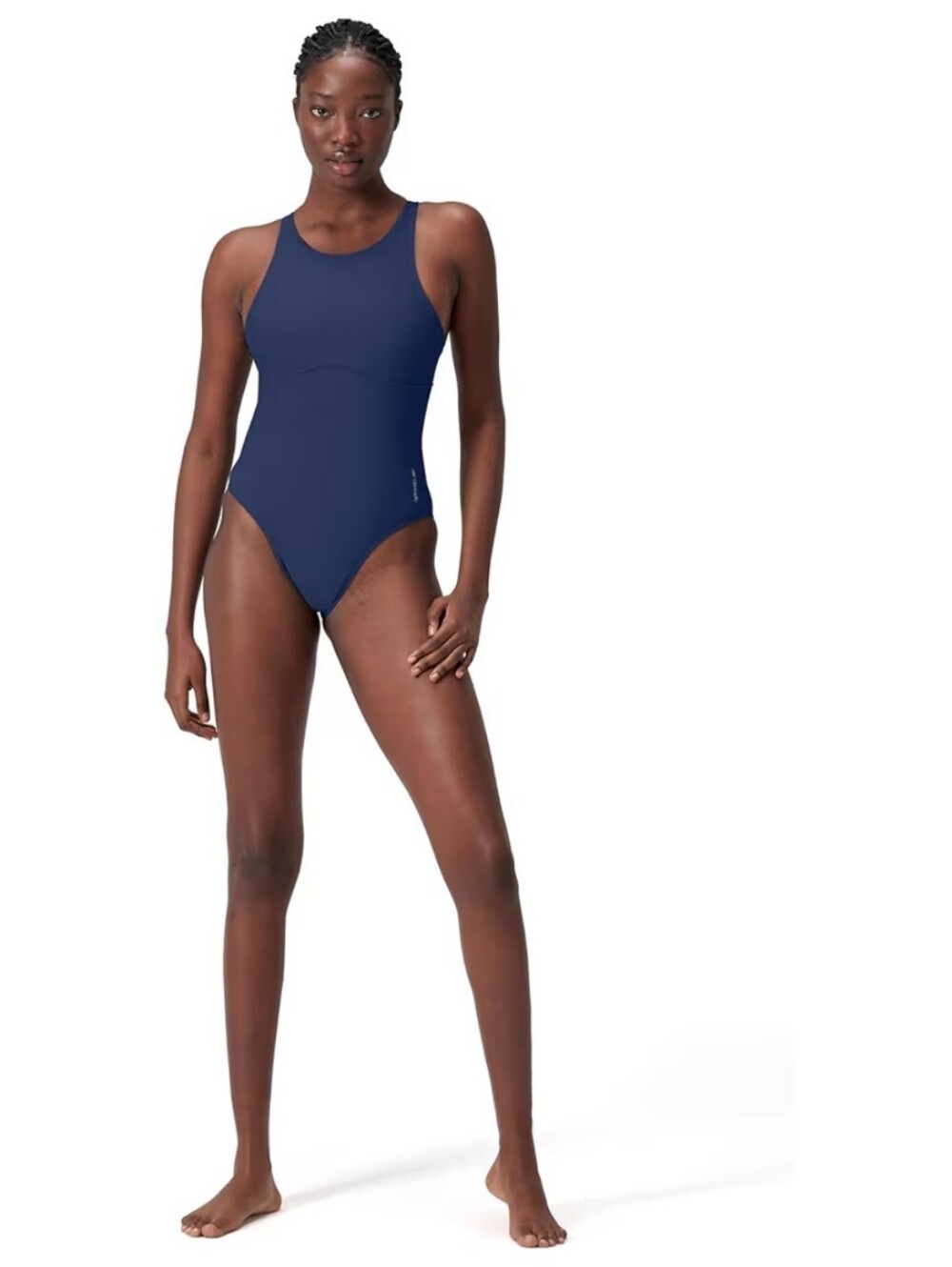 Speedo Navy High-Back Performance One-Piece Hydroline High Cut Swimsuit Size XL